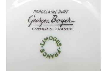フランス　LIMOGES(リモージュ)　Georges Boyer(ジョルジュ ボワイエ)　気品漂うティーカップ&ソーサー4客セット(バラ、薔薇、ローズ、C&S、磁器、金彩、洋食器)(R-078520)
