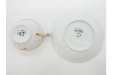 フランス　LIMOGES(リモージュ)　Georges Boyer(ジョルジュ ボワイエ)　気品漂うティーカップ&ソーサー4客セット(バラ、薔薇、ローズ、C&S、磁器、金彩、洋食器)(R-078520)