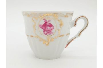 フランス　LIMOGES(リモージュ)　Georges Boyer(ジョルジュ ボワイエ)　気品漂うコーヒーカップ&ソーサー5客セット(C&S、バラ、薔薇、ローズ、磁器、金彩、洋食器)(R-078521)