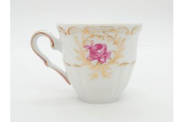 フランス　LIMOGES(リモージュ)　Georges Boyer(ジョルジュ ボワイエ)　気品漂うコーヒーカップ&ソーサー5客セット(C&S、バラ、薔薇、ローズ、磁器、金彩、洋食器)(R-078521)