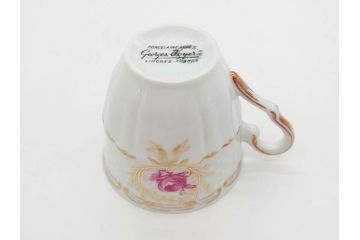 フランス　LIMOGES(リモージュ)　Georges Boyer(ジョルジュ ボワイエ)　気品漂うコーヒーカップ&ソーサー5客セット(C&S、バラ、薔薇、ローズ、磁器、金彩、洋食器)(R-078521)