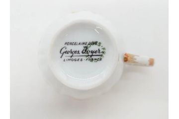 フランス　LIMOGES(リモージュ)　Georges Boyer(ジョルジュ ボワイエ)　気品漂うコーヒーカップ&ソーサー5客セット(C&S、バラ、薔薇、ローズ、磁器、金彩、洋食器)(R-078521)