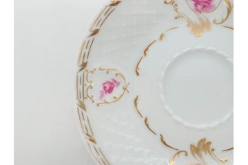 フランス　LIMOGES(リモージュ)　Georges Boyer(ジョルジュ ボワイエ)　気品漂うコーヒーカップ&ソーサー5客セット(C&S、バラ、薔薇、ローズ、磁器、金彩、洋食器)(R-078521)
