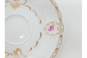 フランス　LIMOGES(リモージュ)　Georges Boyer(ジョルジュ ボワイエ)　気品漂うコーヒーカップ&ソーサー5客セット(C&S、バラ、薔薇、ローズ、磁器、金彩、洋食器)(R-078521)
