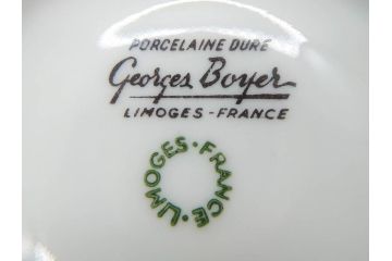 フランス　LIMOGES(リモージュ)　Georges Boyer(ジョルジュ ボワイエ)　気品漂うコーヒーカップ&ソーサー5客セット(C&S、バラ、薔薇、ローズ、磁器、金彩、洋食器)(R-078521)