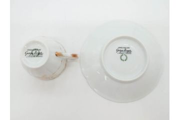 フランス　LIMOGES(リモージュ)　Georges Boyer(ジョルジュ ボワイエ)　気品漂うコーヒーカップ&ソーサー5客セット(C&S、バラ、薔薇、ローズ、磁器、金彩、洋食器)(R-078521)