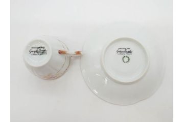 フランス　LIMOGES(リモージュ)　Georges Boyer(ジョルジュ ボワイエ)　気品漂うコーヒーカップ&ソーサー5客セット(C&S、バラ、薔薇、ローズ、磁器、金彩、洋食器)(R-078521)