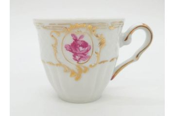フランス　LIMOGES(リモージュ)　Georges Boyer(ジョルジュ ボワイエ)　気品漂うコーヒーカップ&ソーサー4客セット(C&S、バラ、薔薇、ローズ、磁器、金彩、洋食器)(R-078522)