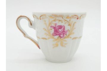 フランス　LIMOGES(リモージュ)　Georges Boyer(ジョルジュ ボワイエ)　気品漂うコーヒーカップ&ソーサー4客セット(C&S、バラ、薔薇、ローズ、磁器、金彩、洋食器)(R-078522)