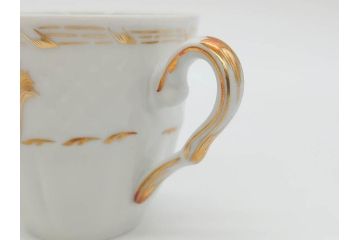 フランス　LIMOGES(リモージュ)　Georges Boyer(ジョルジュ ボワイエ)　気品漂うコーヒーカップ&ソーサー4客セット(C&S、バラ、薔薇、ローズ、磁器、金彩、洋食器)(R-078522)
