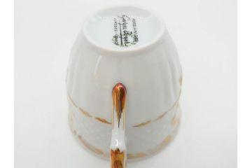 フランス　LIMOGES(リモージュ)　Georges Boyer(ジョルジュ ボワイエ)　気品漂うコーヒーカップ&ソーサー4客セット(C&S、バラ、薔薇、ローズ、磁器、金彩、洋食器)(R-078522)
