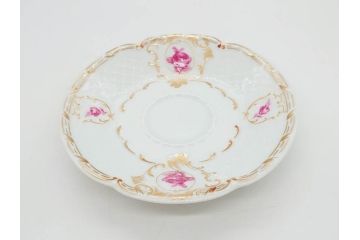 フランス　LIMOGES(リモージュ)　Georges Boyer(ジョルジュ ボワイエ)　気品漂うコーヒーカップ&ソーサー4客セット(C&S、バラ、薔薇、ローズ、磁器、金彩、洋食器)(R-078522)