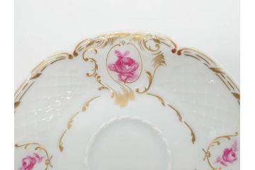 フランス　LIMOGES(リモージュ)　Georges Boyer(ジョルジュ ボワイエ)　気品漂うコーヒーカップ&ソーサー4客セット(C&S、バラ、薔薇、ローズ、磁器、金彩、洋食器)(R-078522)