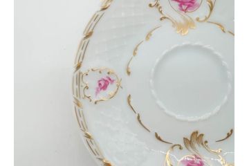 フランス　LIMOGES(リモージュ)　Georges Boyer(ジョルジュ ボワイエ)　気品漂うコーヒーカップ&ソーサー4客セット(C&S、バラ、薔薇、ローズ、磁器、金彩、洋食器)(R-078522)