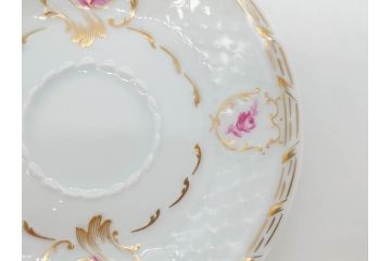 フランス　LIMOGES(リモージュ)　Georges Boyer(ジョルジュ ボワイエ)　気品漂うコーヒーカップ&ソーサー4客セット(C&S、バラ、薔薇、ローズ、磁器、金彩、洋食器)(R-078522)