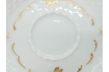 フランス　LIMOGES(リモージュ)　Georges Boyer(ジョルジュ ボワイエ)　気品漂うコーヒーカップ&ソーサー4客セット(C&S、バラ、薔薇、ローズ、磁器、金彩、洋食器)(R-078522)