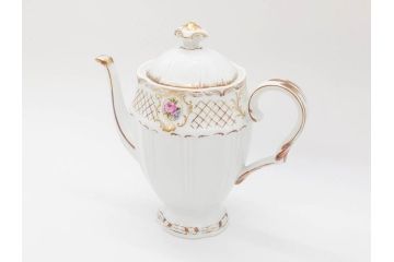 フランス　LIMOGES(リモージュ)　Georges Boyer(ジョルジュ ボワイエ)　バラの絵付けが上品なティーポット(薔薇、ローズ、磁器、金彩、洋食器)(R-078523)