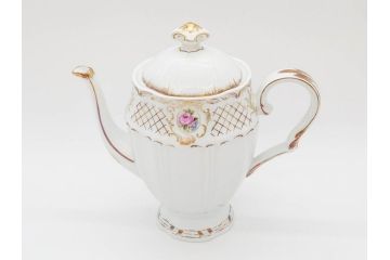 フランス　LIMOGES(リモージュ)　Georges Boyer(ジョルジュ ボワイエ)　バラの絵付けが上品なティーポット(薔薇、ローズ、磁器、金彩、洋食器)(R-078523)