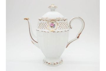 フランス　LIMOGES(リモージュ)　Georges Boyer(ジョルジュ ボワイエ)　バラの絵付けが上品なティーポット(薔薇、ローズ、磁器、金彩、洋食器)(R-078523)