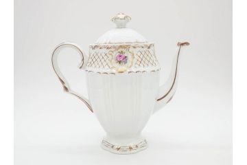 フランス　LIMOGES(リモージュ)　Georges Boyer(ジョルジュ ボワイエ)　バラの絵付けが上品なティーポット(薔薇、ローズ、磁器、金彩、洋食器)(R-078523)