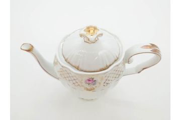 フランス　LIMOGES(リモージュ)　Georges Boyer(ジョルジュ ボワイエ)　バラの絵付けが上品なティーポット(薔薇、ローズ、磁器、金彩、洋食器)(R-078523)