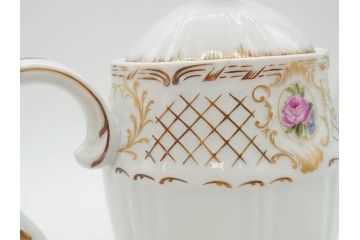 フランス　LIMOGES(リモージュ)　Georges Boyer(ジョルジュ ボワイエ)　バラの絵付けが上品なティーポット(薔薇、ローズ、磁器、金彩、洋食器)(R-078523)