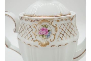 フランス　LIMOGES(リモージュ)　Georges Boyer(ジョルジュ ボワイエ)　バラの絵付けが上品なティーポット(薔薇、ローズ、磁器、金彩、洋食器)(R-078523)