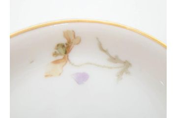 オールドノリタケ　NORITAKE　三越　ヤジロベー印　柔らかい色彩の花のデザインが可愛らしいミニプレート6枚セット(花、フラワー、小皿、豆皿、磁器、洋食器)(R-078524)