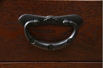 中古　美品!!　タモ材　上質な和の空間づくりにおすすめの水屋箪笥サイドボード(サイドキャビネット、収納棚、戸棚、食器棚、茶箪笥)(R-078574)