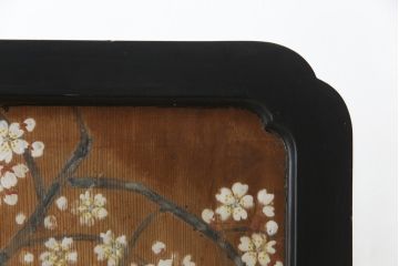 和製アンティーク　日本画　伊藤王作　木製　和の空間づくりにおすすめな桜が大胆に描かれた衝立(つい立て、衝い立て、パーテーション、仕切り)(R-078576)