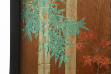 和製アンティーク　日本画　伊藤王作　木製　和の空間づくりにおすすめな桜が大胆に描かれた衝立(つい立て、衝い立て、パーテーション、仕切り)(R-078576)