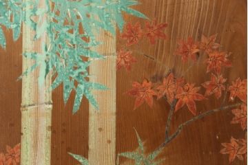 和製アンティーク　日本画　伊藤王作　木製　和の空間づくりにおすすめな桜が大胆に描かれた衝立(つい立て、衝い立て、パーテーション、仕切り)(R-078576)