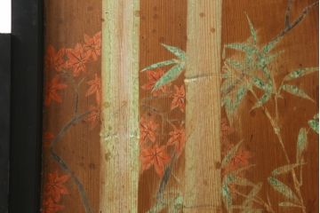 和製アンティーク　日本画　伊藤王作　木製　和の空間づくりにおすすめな桜が大胆に描かれた衝立(つい立て、衝い立て、パーテーション、仕切り)(R-078576)