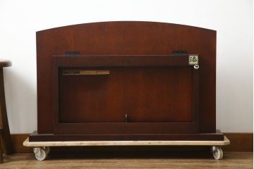 中古　美品　国産　民芸家具　落ち着いた色味が魅力的な漆塗りの卓上ミラー(置き鏡、スタンドミラー)(R-078584)