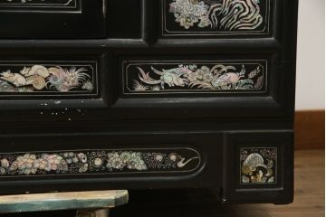 アジアンビンテージ　高級品　韓国民芸家具　圧巻の螺鈿(ラデン)細工がインパクト抜群のワードローブ(洋服タンス、収納棚、ヴィンテージ)(R-078588)