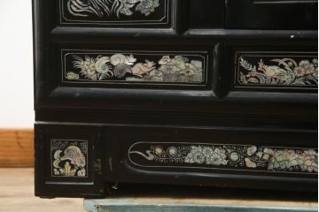 アジアンビンテージ　高級品　韓国民芸家具　圧巻の螺鈿(ラデン)細工がインパクト抜群のワードローブ(洋服タンス、収納棚、ヴィンテージ)(R-078588)