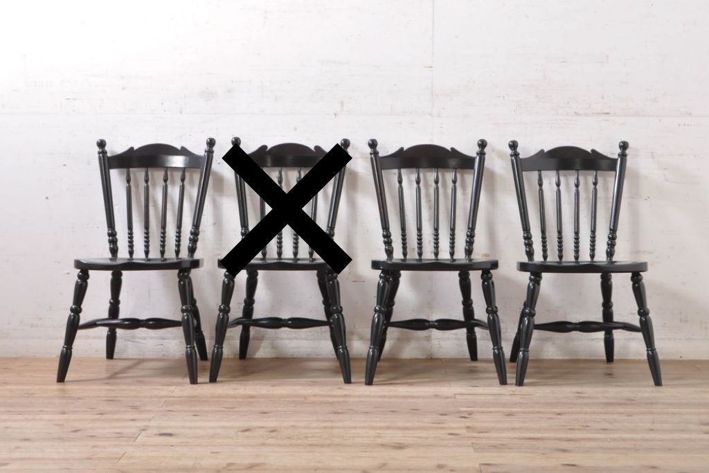 【簡易リペア限定品】和製ヴィンテージ　松本民芸家具　#16型スピンドルチェア　ゆったりと座れるダイニングチェア3脚セット　定価(3脚合計)約30万円　(R-078596)