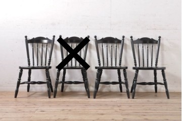 【簡易リペア限定品】和製ヴィンテージ　松本民芸家具　#16型スピンドルチェア　ゆったりと座れるダイニングチェア3脚セット　定価(3脚合計)約30万円　(R-078596)