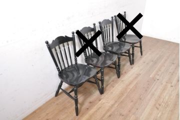 和製ビンテージ　松本民芸家具　#16型スピンドルチェア　ゆったりと座れるダイニングチェア2脚セット(板座チェア、椅子、イス、ヴィンテージ)(定価2脚で約20万円)(R-078598)