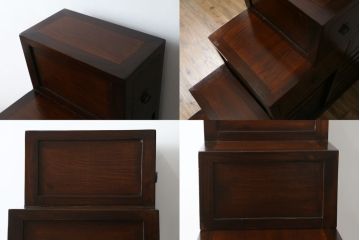 中古　美品　和の空間作りにおすすめの両面使いできる4分割階段箪笥(和箪笥、和タンス、収納箪笥)(R-078618)