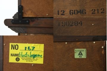 中古　美品　ETHAN ALLEN(イーセンアーレン)　深みのある色合いが魅力的なカントリー調のカップボード(食器棚、キャビネット、収納棚、戸棚)(R-078620)