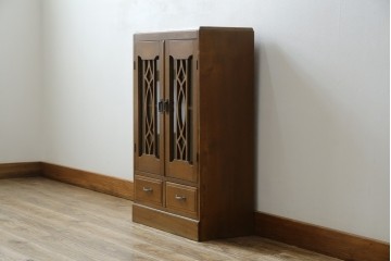 和製アンティーク　栓材　扉のデザインがお洒落な本箱　(R-078621)