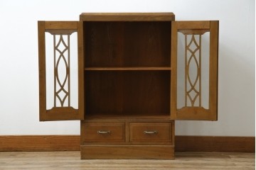 和製アンティーク　栓材　扉のデザインがお洒落な本箱　(R-078621)