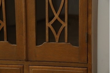 和製アンティーク　栓材　扉のデザインがお洒落な本箱　(R-078621)