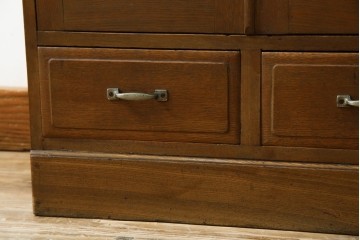 和製アンティーク　栓材　扉のデザインがお洒落な本箱　(R-078621)