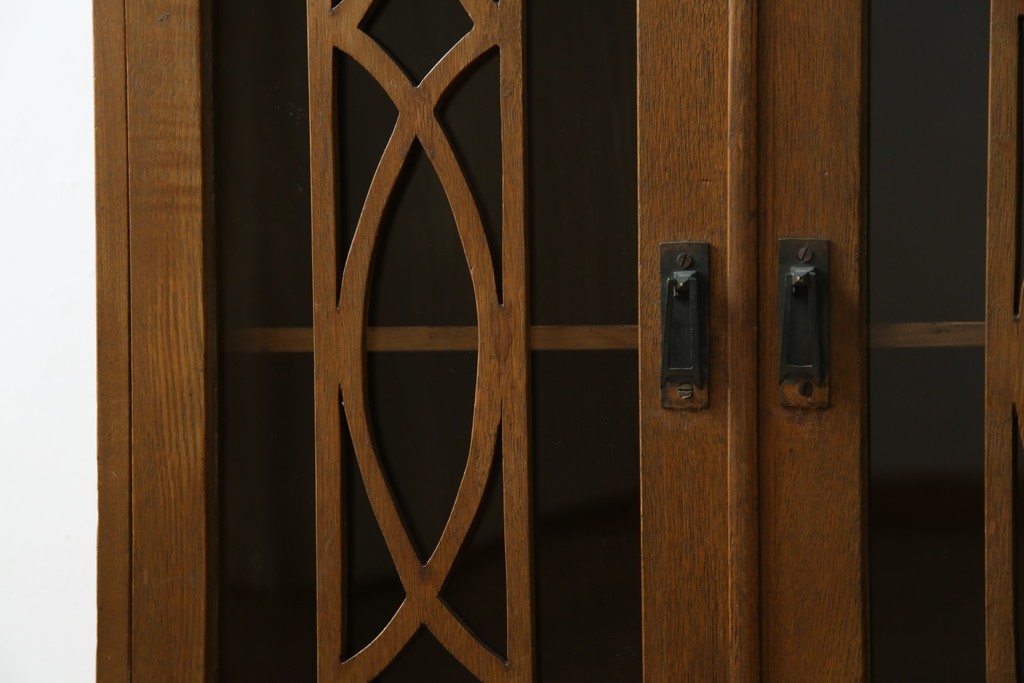 和製アンティーク　栓材　扉のデザインがお洒落な本箱　(R-078621)