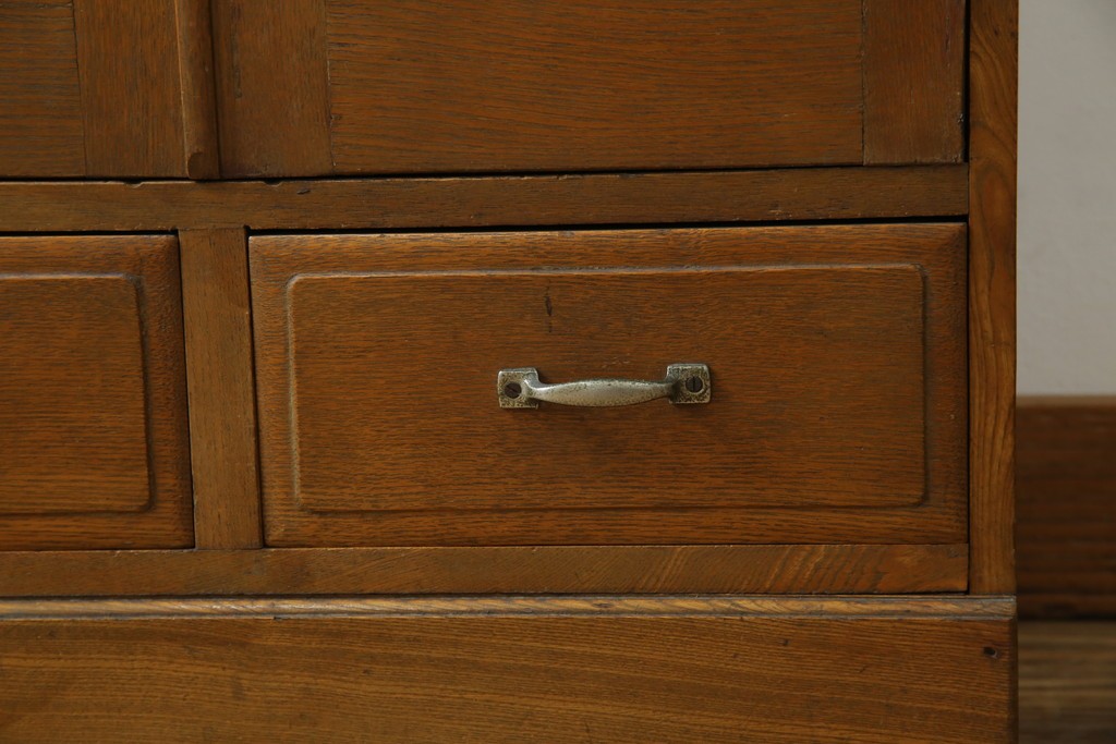 和製アンティーク　栓材　扉のデザインがお洒落な本箱　(R-078621)