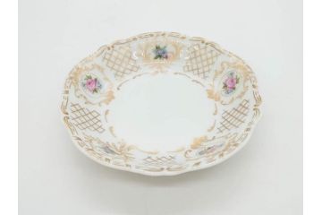 フランス　LIMOGES(リモージュ)　Georges Boyer(ジョルジュ ボワイエ)　バラの絵付けが上品なプレート5枚セット(薔薇、ローズ、磁器、金彩、深皿、小皿、洋食器)(R-078632)