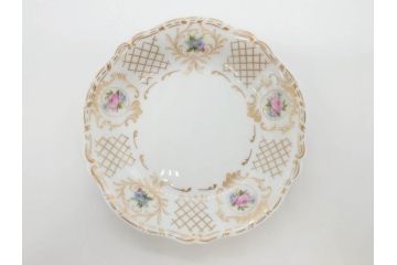 フランス　LIMOGES(リモージュ)　Georges Boyer(ジョルジュ ボワイエ)　バラの絵付けが上品なプレート5枚セット(薔薇、ローズ、磁器、金彩、深皿、小皿、洋食器)(R-078632)