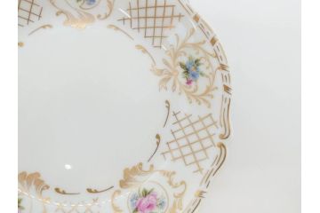 フランス　LIMOGES(リモージュ)　Georges Boyer(ジョルジュ ボワイエ)　バラの絵付けが上品なプレート5枚セット(薔薇、ローズ、磁器、金彩、深皿、小皿、洋食器)(R-078633)